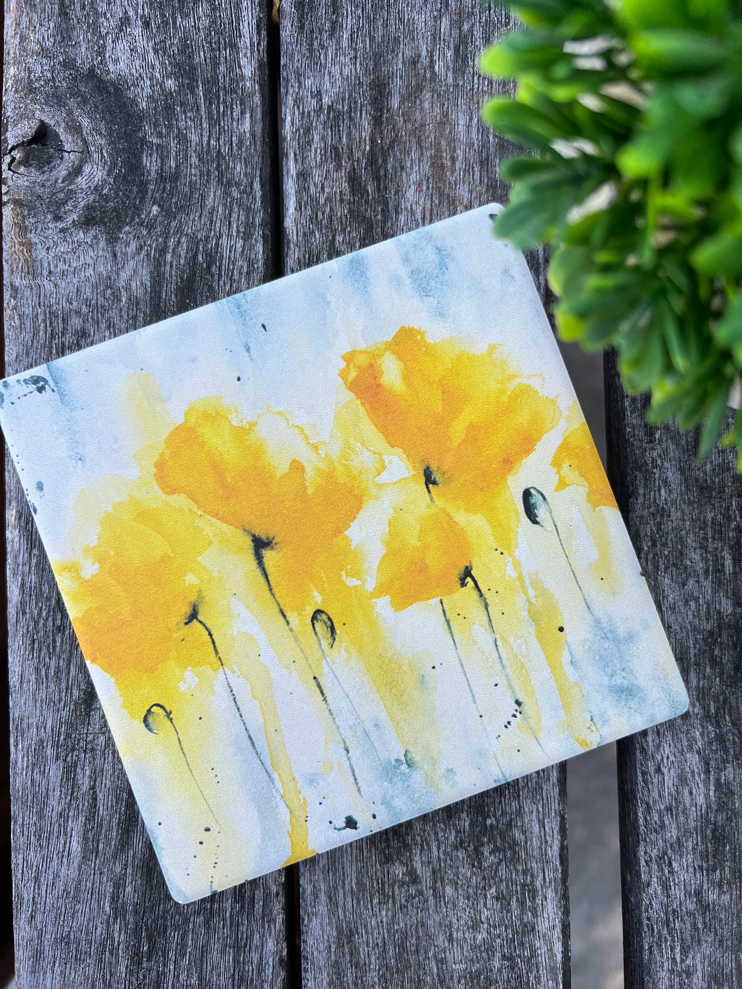 Yellow Poppies Accent Coaster | Set of 2