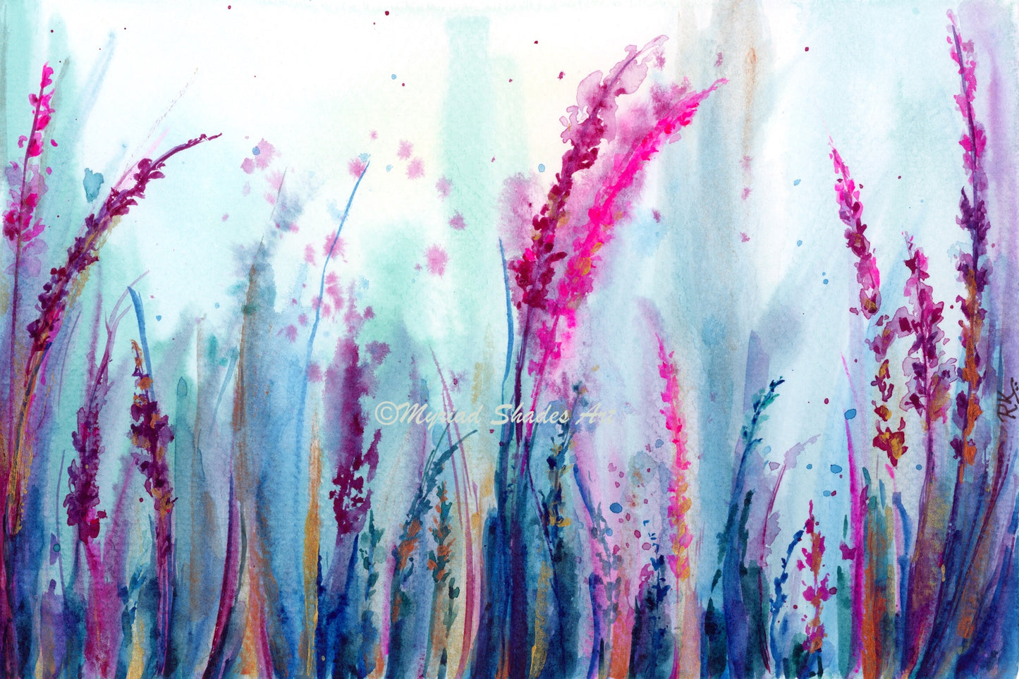 Lush lavenders | 5x7" Original Abstract Lavenders Watercolor on Paper