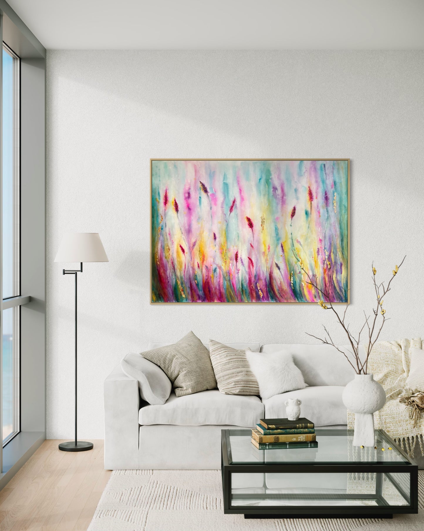 The Golden Hour | 20x28” Original Abstract Lavenders Watercolor on Paper
