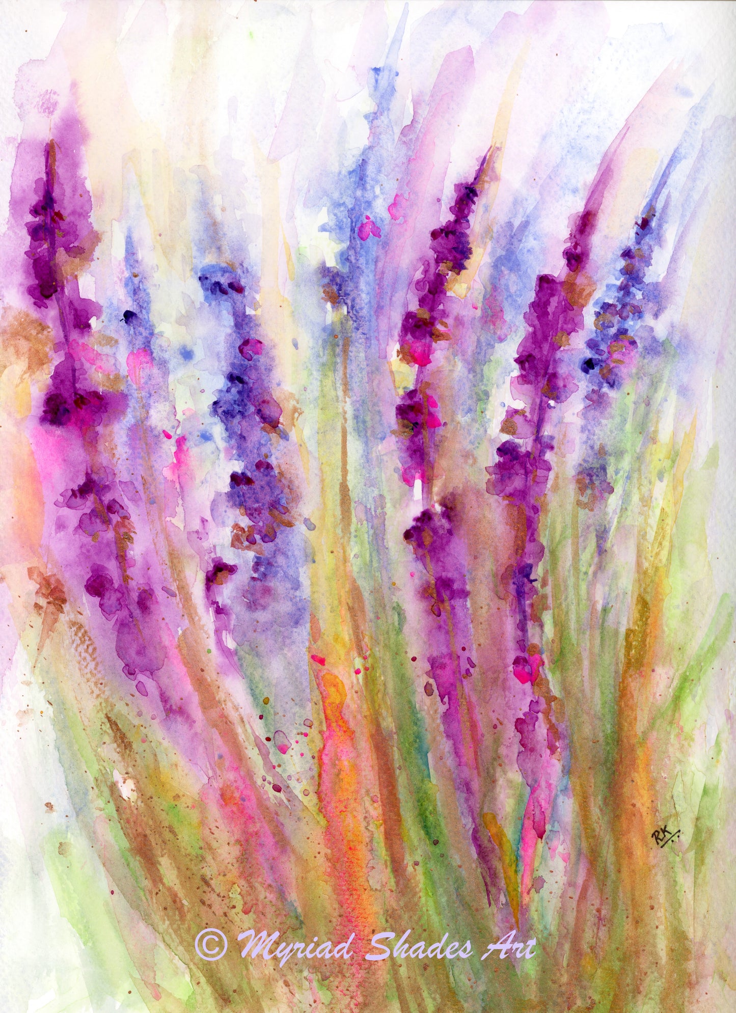Graceful | 9x12" Original Abstract Lavenders Watercolor on Paper