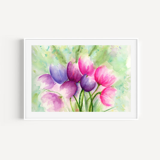 Tulip Delight | 5x7" Original Abstract Tulips Watercolor on Paper