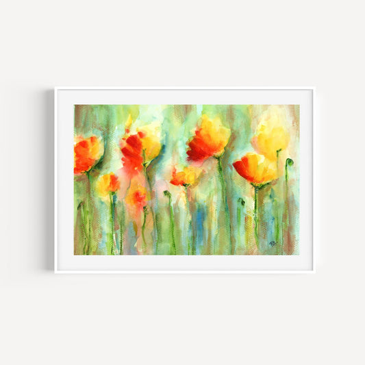 Delightfully Yours | 9x12" Original Abstract Poppies Watercolor on paper