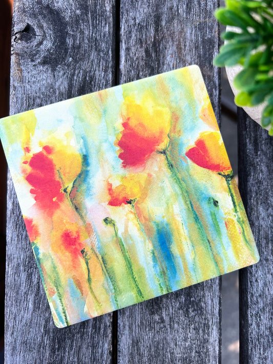 Red Poppies Accent Coaster | Set of 2